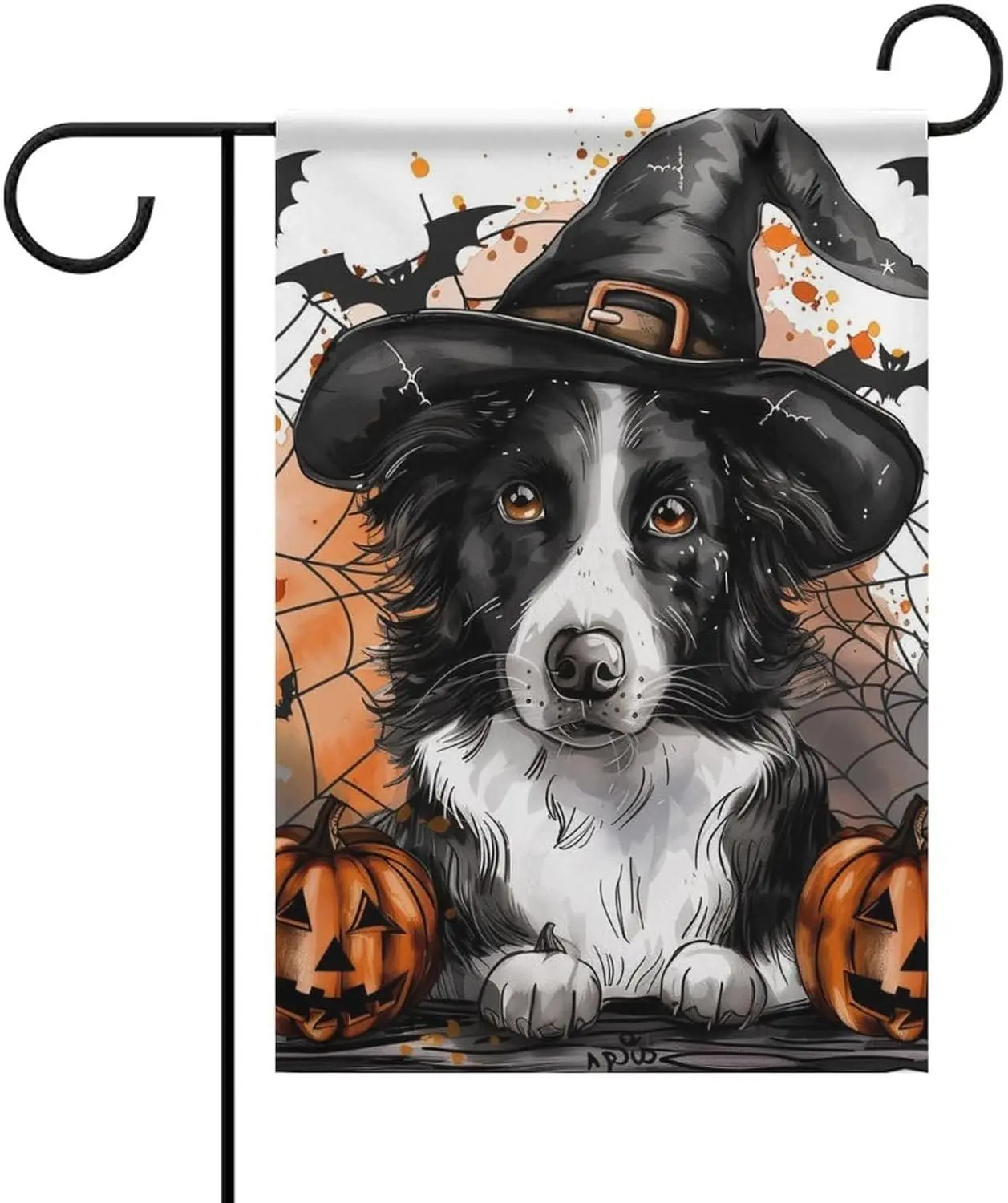 Cute Border Collie Dog Garden Flag 12x18 Double Sided Halloween Dog Holiday Outside Yard Flag Home Decorations