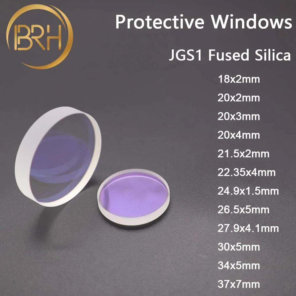 BRH Glass Laser Protection Lens/Protective Windows Dia18/20/22.35/24.9/25.4/26.5/27.9 /28 For Fiber Laser Cutting Machine