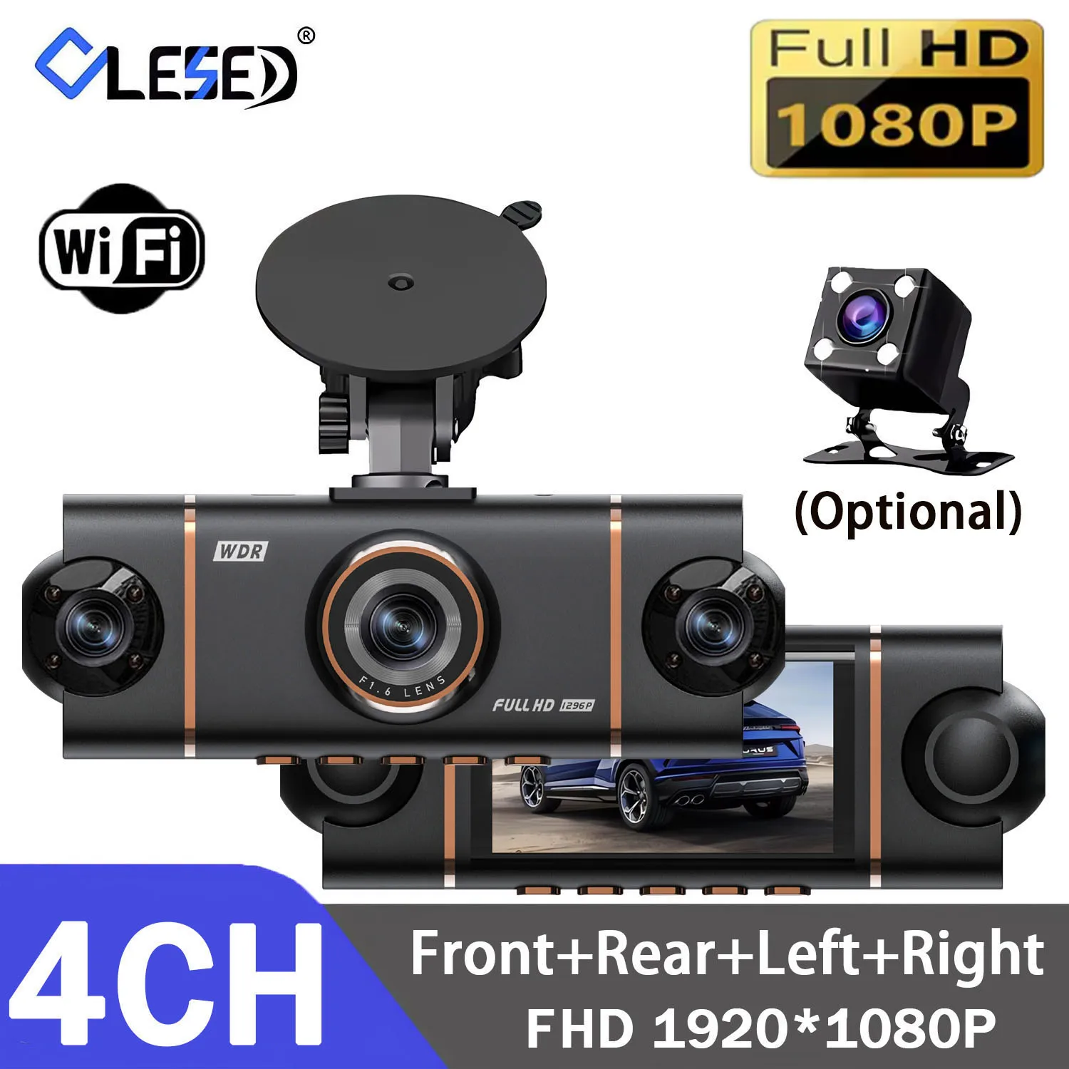 4 Channel Full HD 1080P Car DVR Wifi Dash Cam 4 Cameras Dashcam Video Recorder Night Vision Black Box Cabin Camera 24H Parking