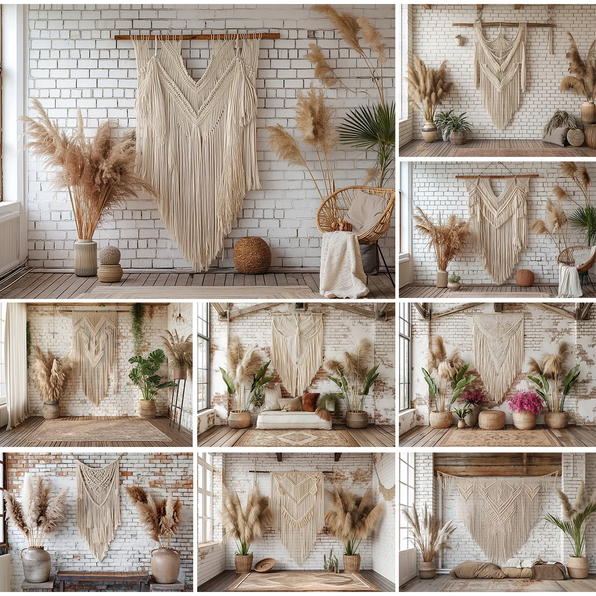 Boho Style Wall Backdrops Kids Adult Photography Child Baby Photocall Plants Floral Decors Classic Backgrounds