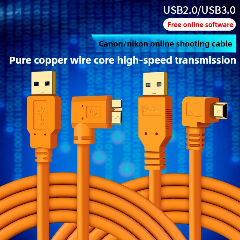 usb3.0 microB/usb2.0miniusb is suitable for 5d3 Canon DSLR, 5d4 online shooting, 6d2 70d Nikon camera, d850, d810 data cable