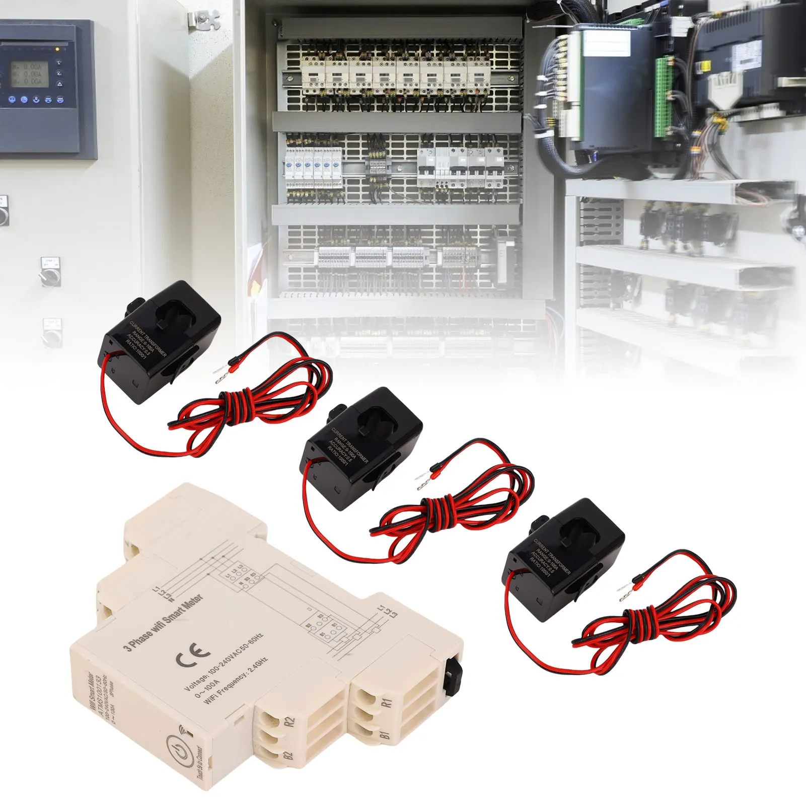 Smart WiFi Energy Meter 0-100A 3 Phase APP Remote Control Smart Electricity Meter with 3Pcs 100A Current Sensors
