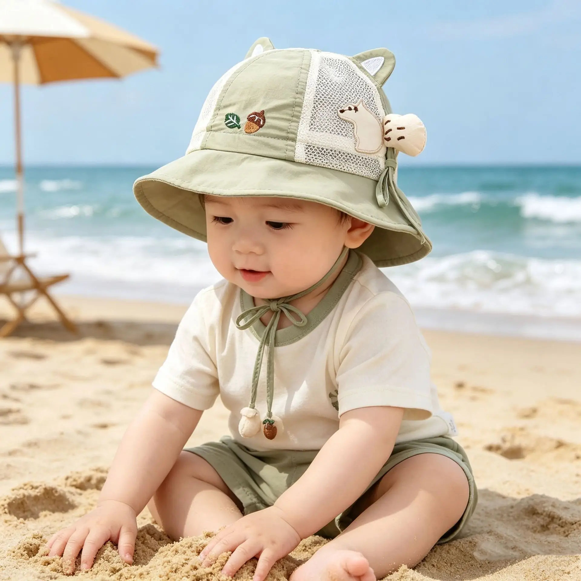 

1-3Y Baby Sun Hat Summer New Cartoon Breathable Mesh Thin Children Bucket Hat Outdoor Boy Girl Panama Hat Camping Beach Caps