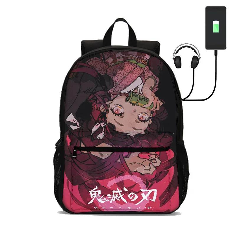 Kimetsu No Yaiba Kids Mochila 47cm/18.5inch Large Capacity Backpack School Supplies School Bag for Boys Girls Best Gift