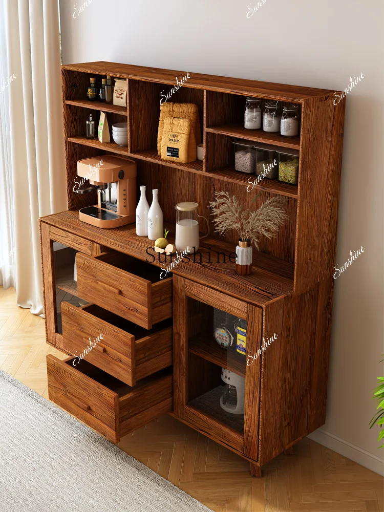 

Solid wood porch cabinet Rural pastoral dining edge Elm simple decorative locker FT