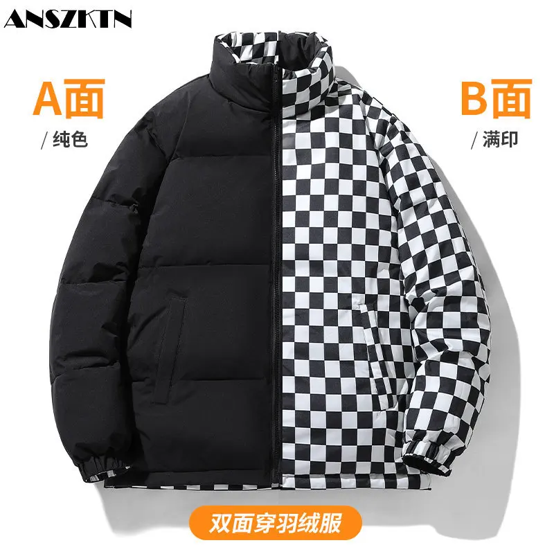 Anszktn Herren kurze neue zwei offene Trend Winter neue doppelseitige tragen Mantel große Paar Baumwoll jacke Daunen jacke