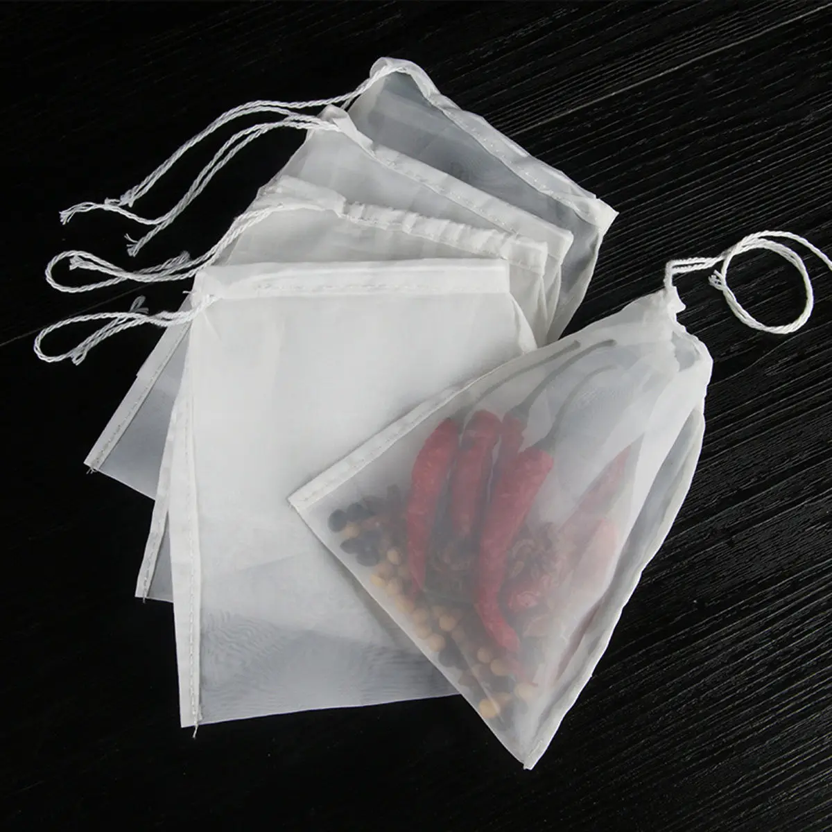 3Pcs Filter Bags Nylon Mesh Strainer Bag Reusable Drawstring for Soy Milk Juice Yogurt Nut Milk Cheesecloth Food Strainer 80
