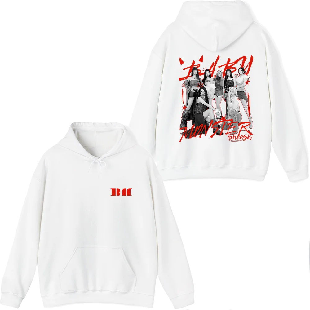 سويت شيرت Babymonster Merch Sheesh للرجال مطبوع منقوش بأكمام طويلة من Kpop