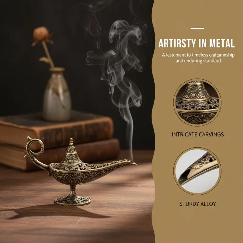 1Pcs Golden Alas Divine Lamp Series Iron Incense Burner Pan Incense Stand