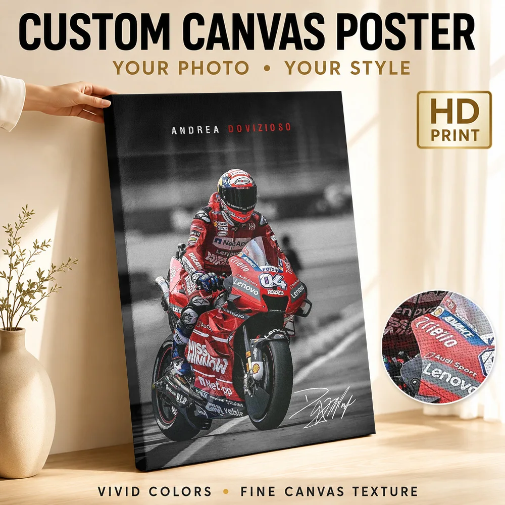 Andrea Dovizioso MotoGP Canvas Print Poster Custom Modern Aesthetic Wall Art for Bedroom Decor Ready to Hang Housewarming Gift