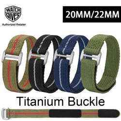 Watchdives Titanium Buckle Nylon Strap Wristband Belt 20mm 22mm Universal Replacement Sport Watch Bands Wristwatch Bracelet