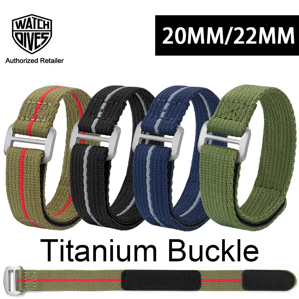 Watchdives Titanium Buckle Nylon Strap Wristband Belt 20mm 22mm Universal Replacement Sport Watch Bands Wristwatch Bracelet