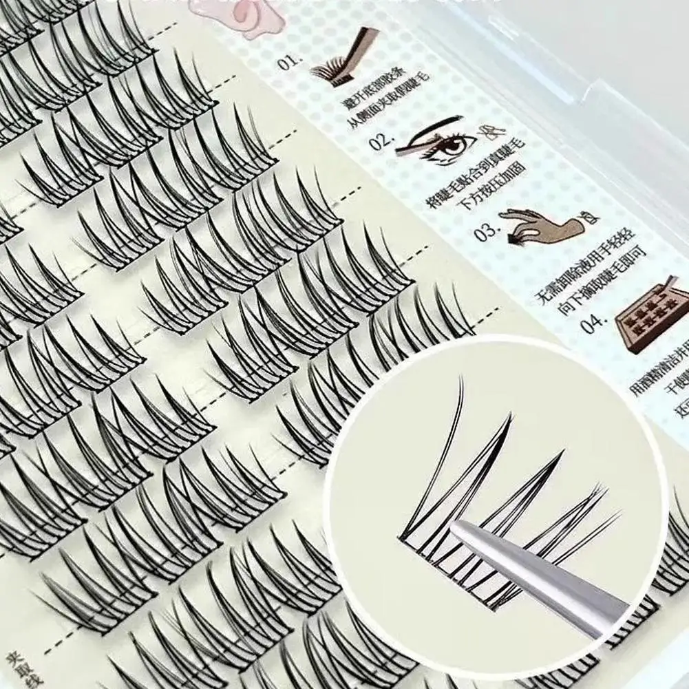Glue-free False Eyelashes Self-adhesive DIY Clusters Eyelash Comic Natural Thick Long Lashes Enlarge Eyes Beauty Tool