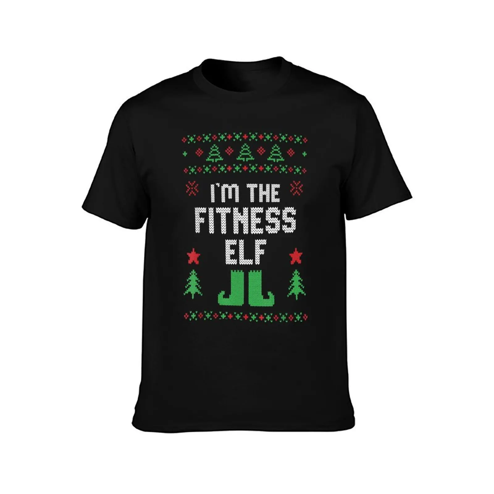 Fitness Elf Ugly Christmas Costume Matching Family Group T-Shirt, Summer Casual Cotton Tee, Oversized Streetwear Tops