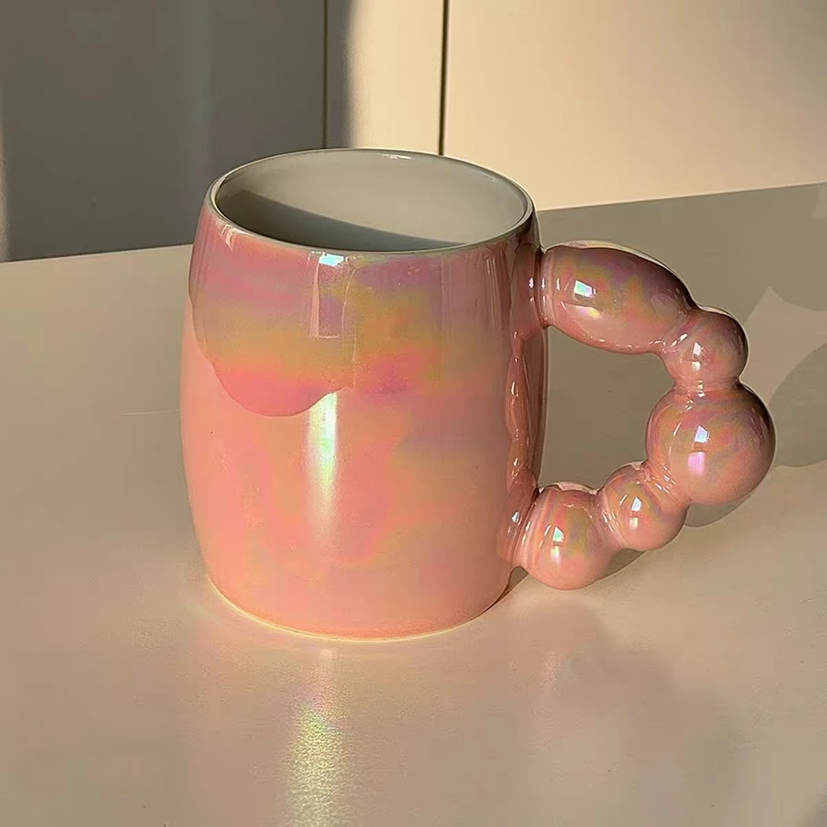 360ml Solid Color Ceramic Mug Minimalist Design Sense for Girls Coffee Milk Cup Personalized Handle Home Glass Drinking Mug Cup