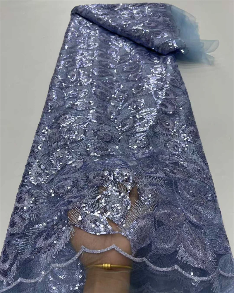 Tessuto di pizzo con perline africane di lusso Paillettes nigeriane di alta qualità Taglia per adulti per cucito di abiti da festa