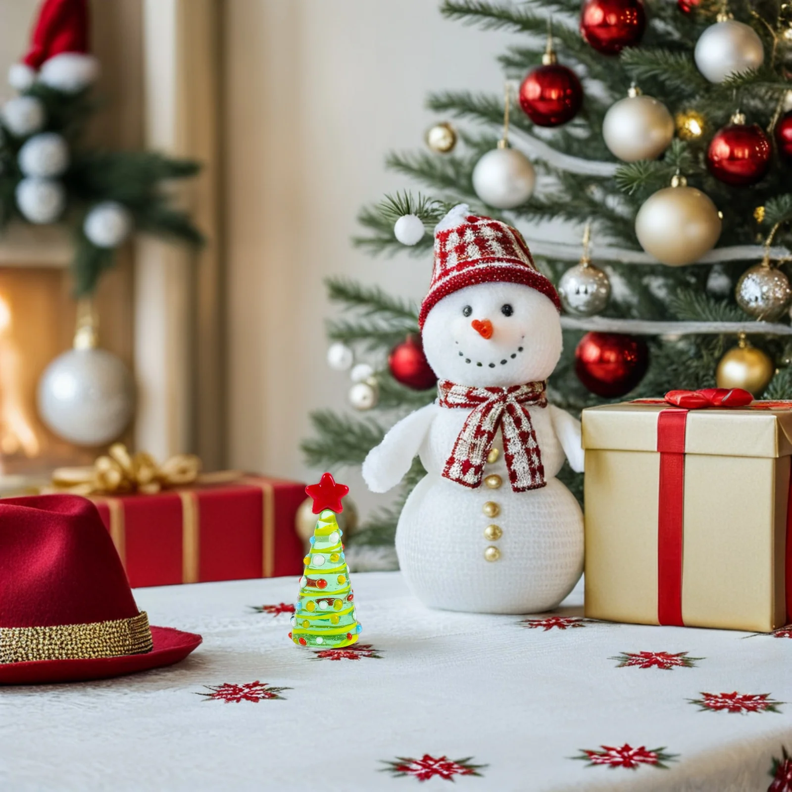 

Mini Glass Christmas Tree Elegant Tabletop Ornament Holiday Decoration Car Interior Festive Xmas Supplies Glass Party Decoration