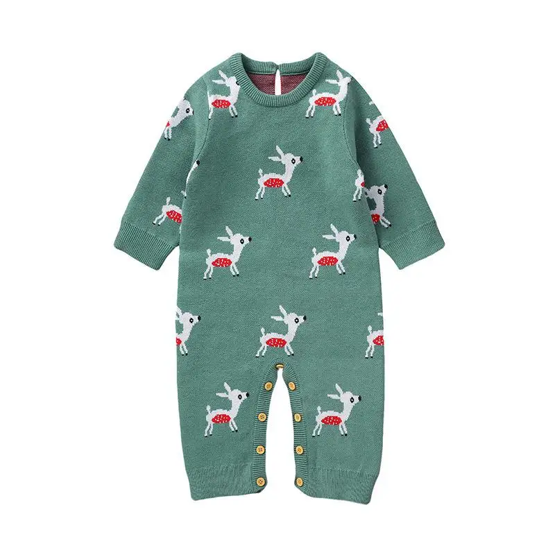 Autumn Winter Knitwear Baby Clothes Boy Girl Cartoon Deers Knitted Romper Newborn Warm Casual One-piece Infant Fashion Jumpsuit