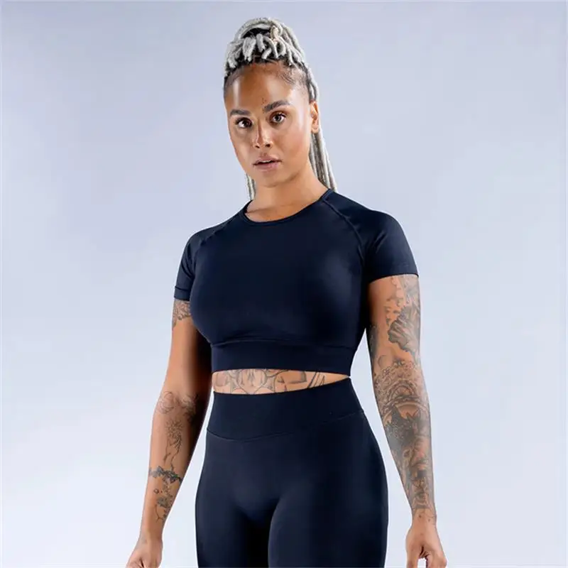 

Seamless fitness clothing, running short-sleeved yoga vest, fitness underwear, sports short-sleeved women