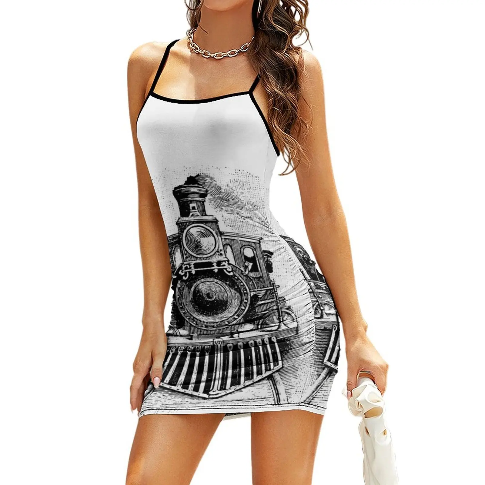 

Vintage Locomotive Train - Front Facing Sling Dress evening dress woman Dress