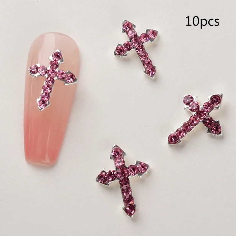 10 Stuks 3D Bedels voor Nagels Metalen Kruis 3D