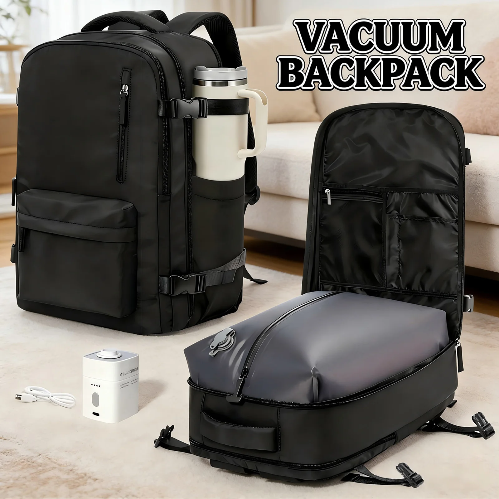 Vacuum Travel Backpack Easyjet Cabin Bag Hand Luggage Backpack, Women Men Laptop Bag, Trekking Backpack, Vacuum Bag for Clothing