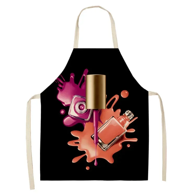 Nail Polish Lipstick Apron Kitchen Linen Aprons Bibs Household Cleaning for Aprons for Women Home Cooking Accessories Apron