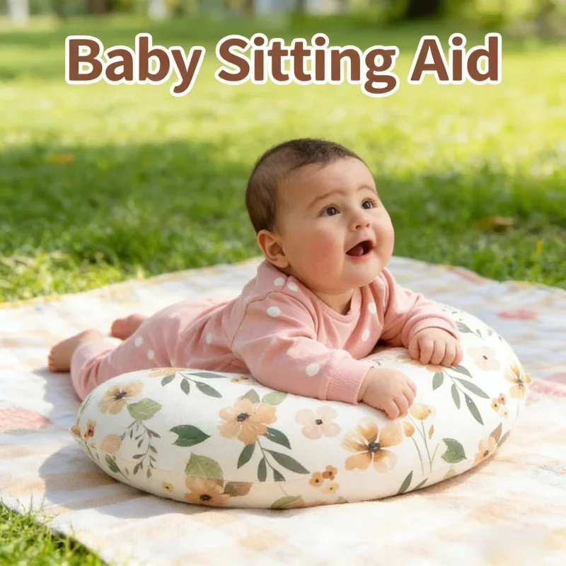 Cojín de Soporte Desmontable para Bebés, Funda de Almohada Transpirable para Lactancia, Ayuda para Sentarse para Bebés, para el Hogar y Viajes, Apto para Bebés de 0 a 12 Meses