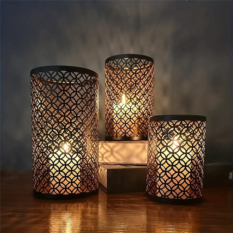 LICE-Nordic Iron Art, Hollow Candlestick, Three-Piece Candlestick, Handicrafts, Decoration, Life