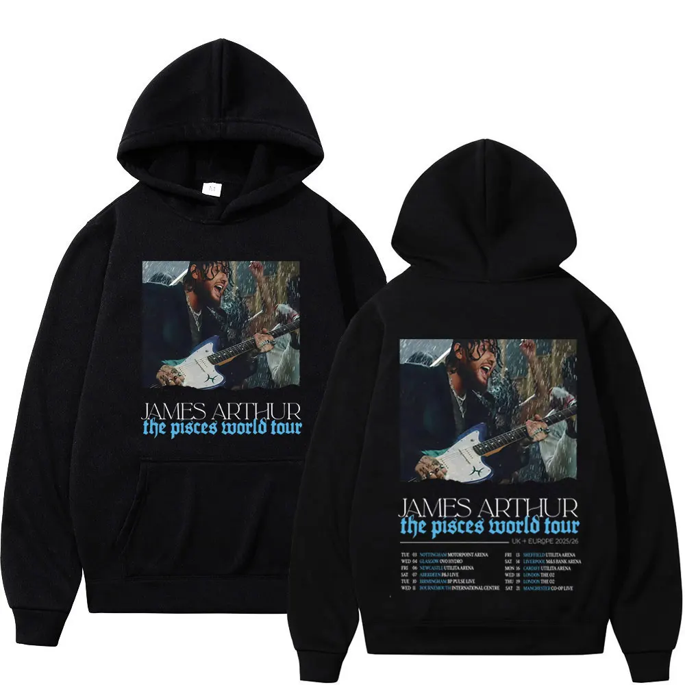 James Arthur The Piscis World Tour 2025 Sudadera con capucha gráfica para hombre, jersey informal de moda de manga larga, ropa deportiva de Hip-hop de alta calidad