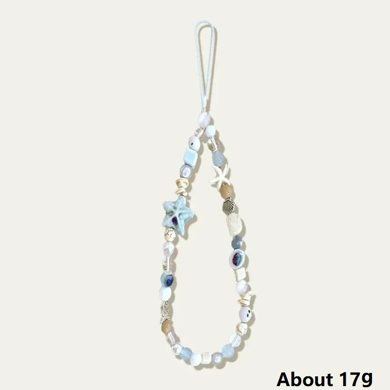 

Blue System Summer Sea Breeze Stars Cell Phone Wrist Strap Cell Phone Chain Beads Fresh and Clean Mobile Rope Hang SJGS21