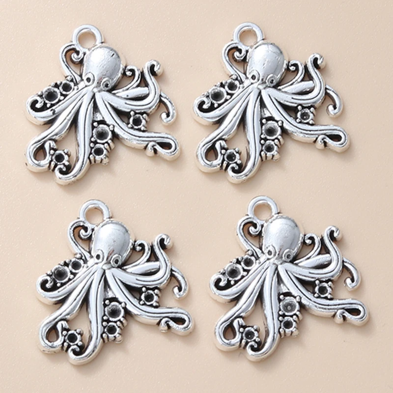 20pcs New Octopus Alloy Charms Fashion Sea Animal Pendants For Making Handmade DIY Jewelry Accessories Crafts Findings Necklace