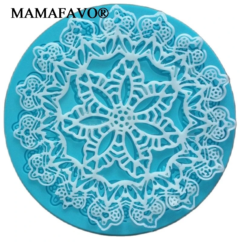 1Pcs Round Crown Shape Cake Silicone Mat Sugarcraft Fondant Cake Decorating Tools Kitchen Baking Silicone Lace Molds H682