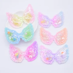 12Pcs 65*45mm Filling Shake Sequin Appliques Angel-wing Patches for DIY Cake Topper Headwear Hair Clips Bow Decor