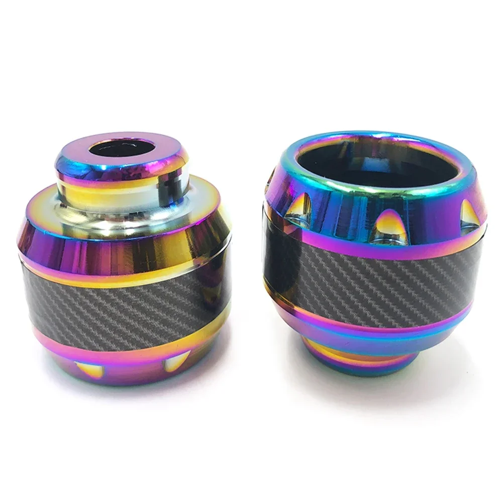 2PCS Burning Titanium Motorcycle Frame Slider Aluminum Front Fork Cup Falling Crush Protector Carbon Fiber for Motorbike Scooter