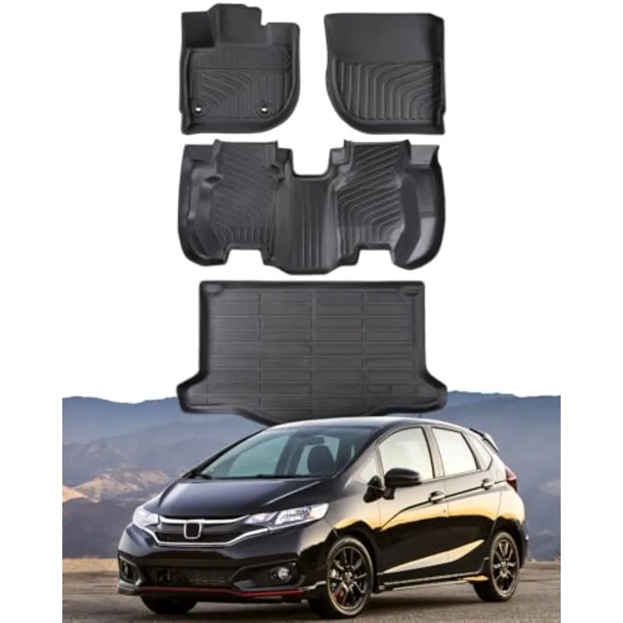Car Floor Mats for Honda Fit 2015-2020 Not for Manual Transmission All Weather Rubber Custom Fit Cargo Trunk Liner Accessories
