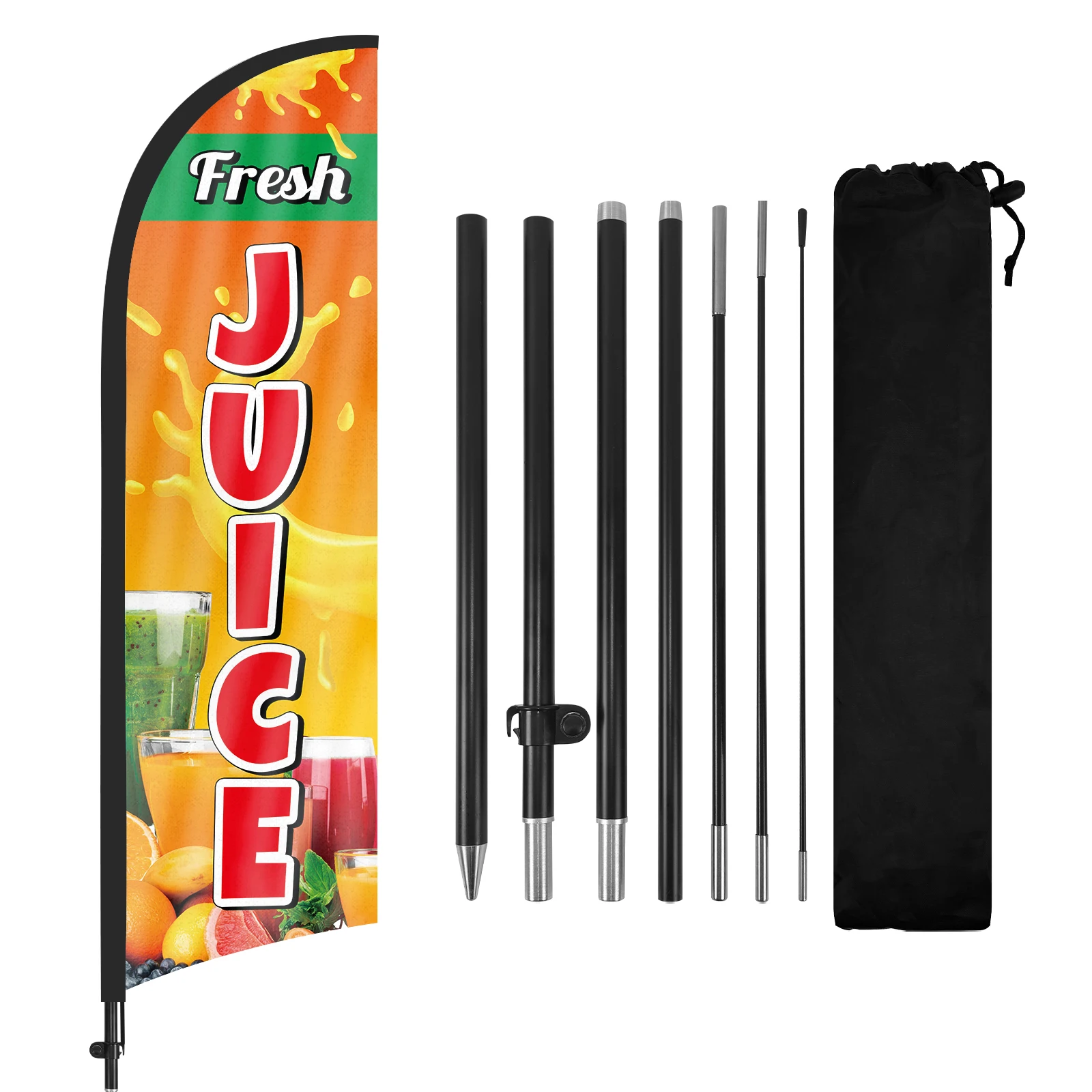 Fresh Juice Feather Flag, Outdoor Advertising Banners with Pole Kit and Ground Stake, Visibility Boost for Business Events 8FT