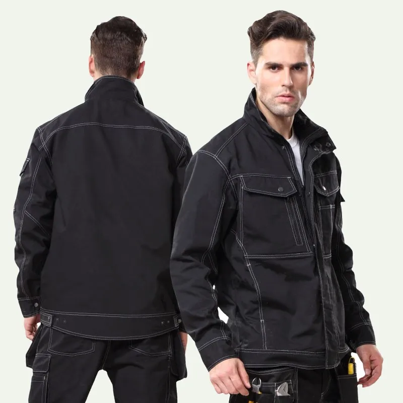 Men's Black Workwear Clothes Work  Jacket Work Wear With Reflective Tapes Working Clothing