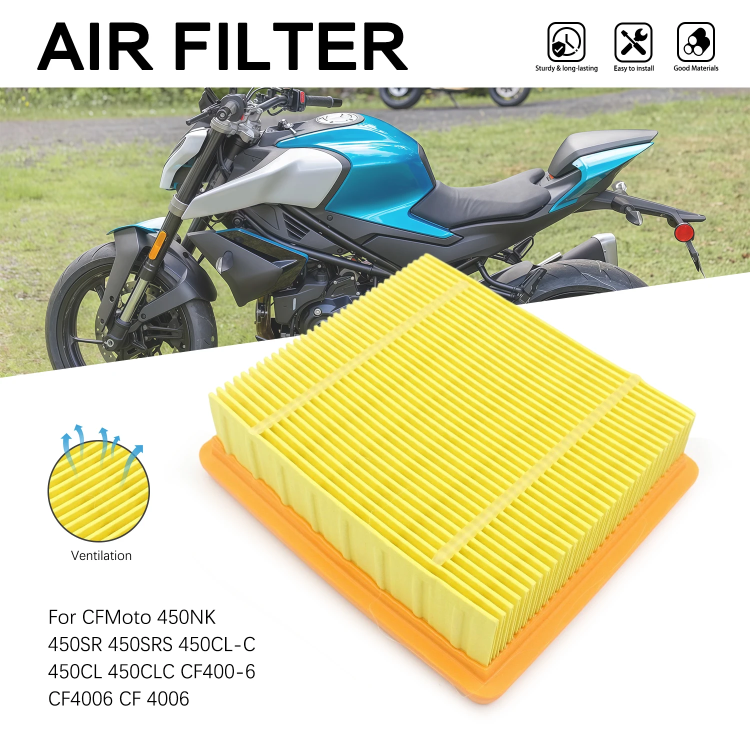 Motorcycle Engine Intake Cleaner Air Filter For CFMoto 450NK 450SR 450SRS 450CL-C CF400-6 450 SR/NK High Quality Replacement