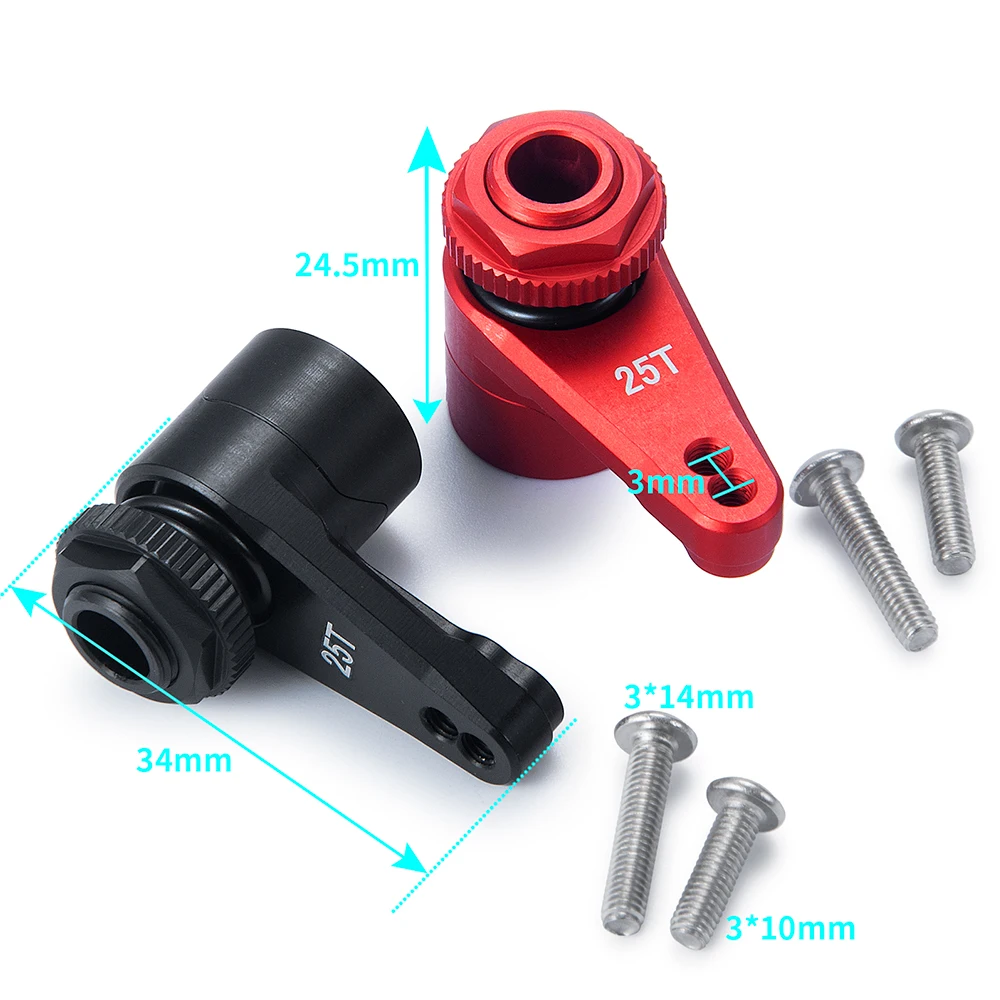 AXSPEED อลูมิเนียม 25T พวงมาลัย Servo ARM Horn สีดําสีแดงสําหรับ 1/10 AXIAL RBX10 AXI03005 RC Crawle รถ Servo อะไหล่อัพเกรด