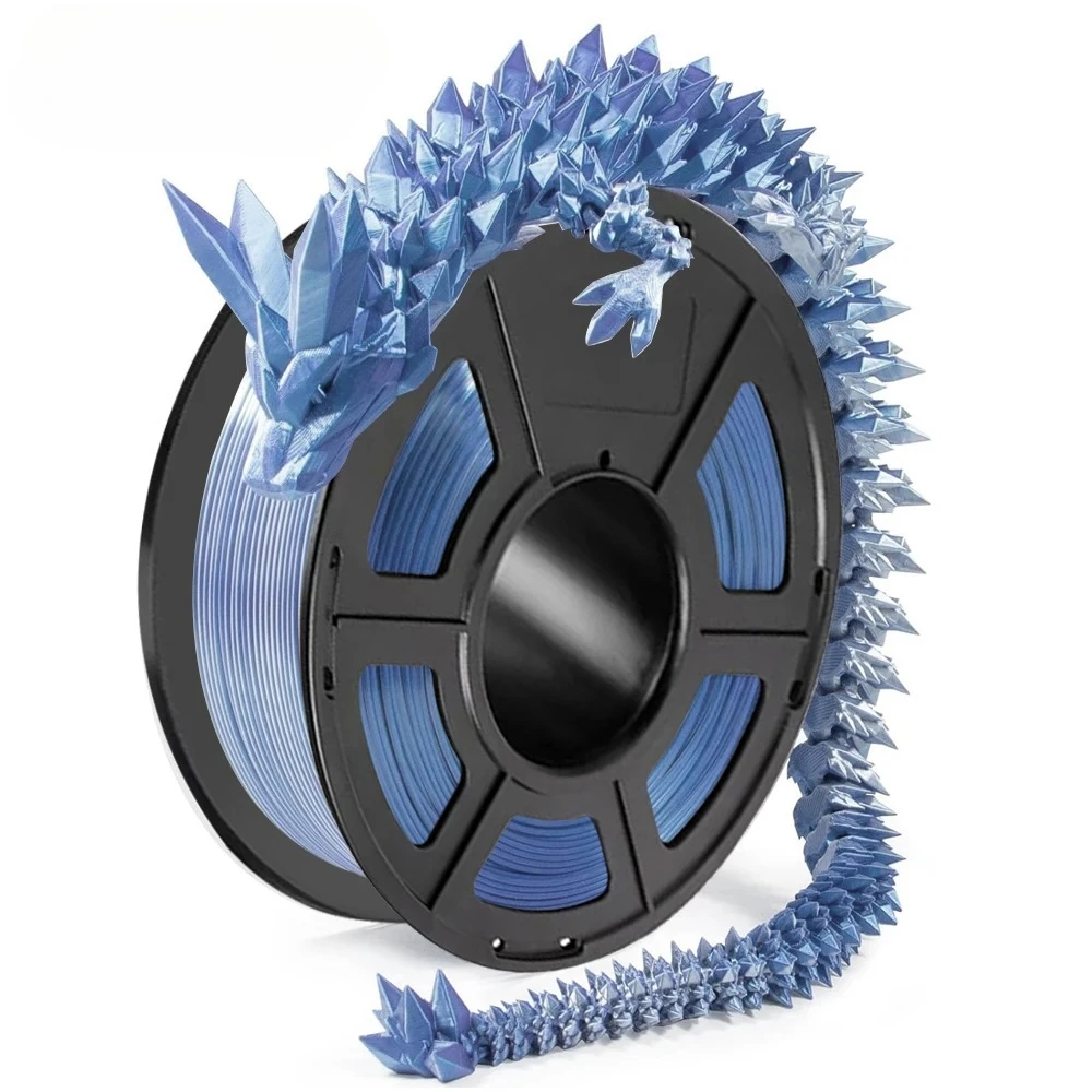 

250 г двухцветной PLA-нити для 3D-принтера, шелковистый синий с серебром, 2 цвета, 1,75 мм, материал для 3D-печати PLA