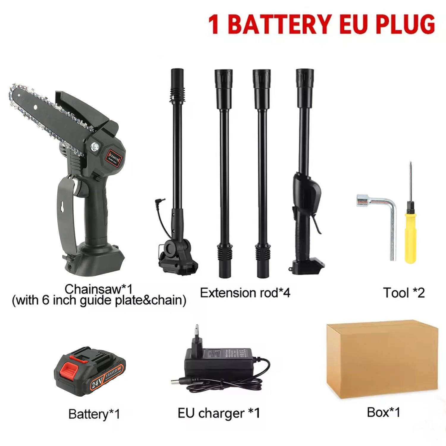 3500W Krachtige Elektrische Zaag 130-225cm Telescopische Kettingzaag Hoogtakzaag 2-in-1 Tuin Boomzaag voor 18V 21V Accu