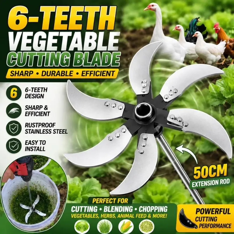 Electric Drill Modified Multifunctional Forage Chopper 6 Knives Vegetable Cutter for Poultry Livestock Feed Making Home Use