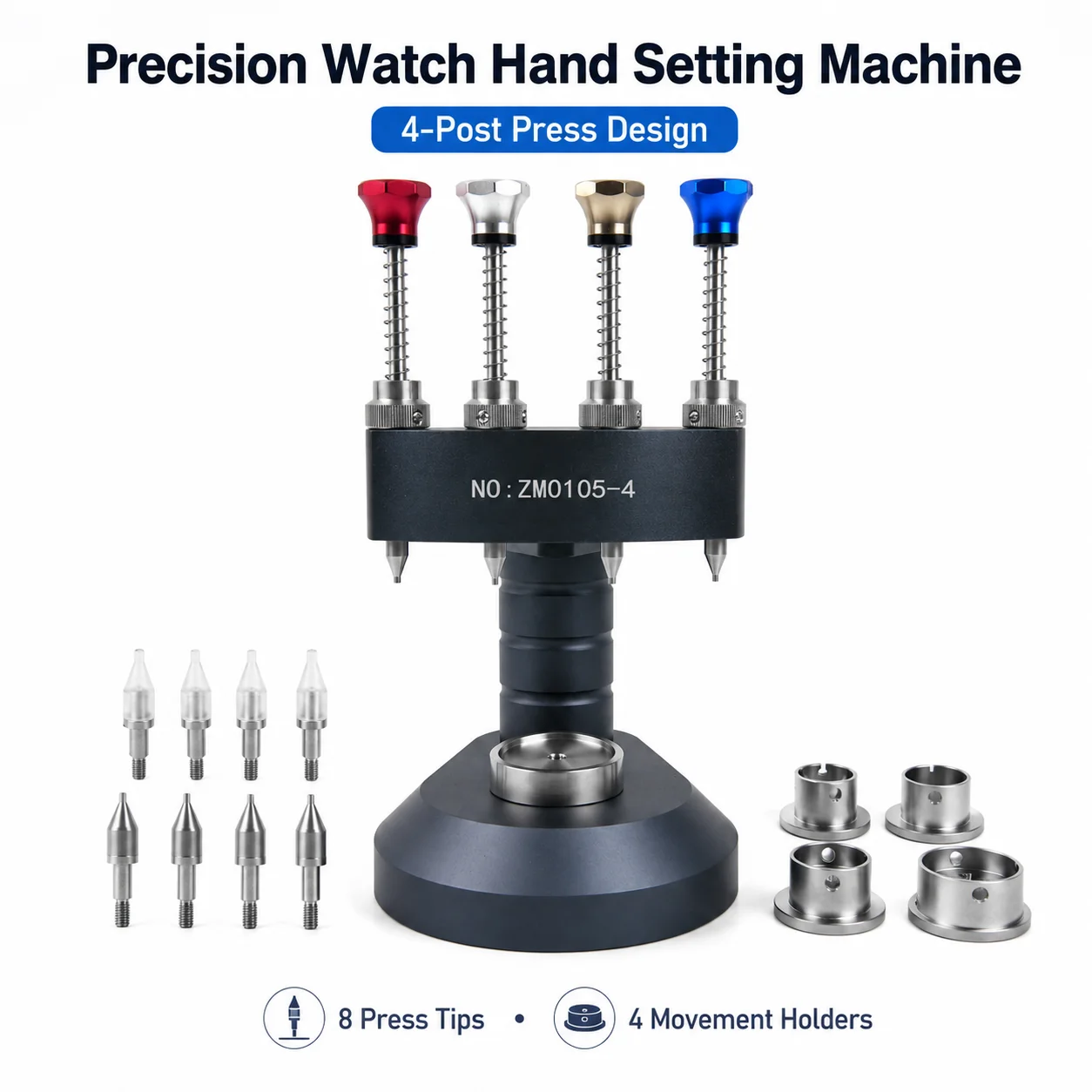 Wholesale Precision 4-Post Watch Hand Setting Machine 8 Press Tips 4 Movement Holders For Watch Repair Supply