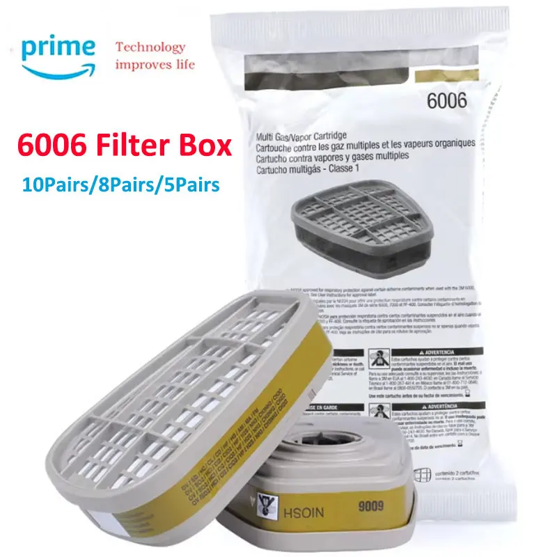 10 Paar/8 Paar/5 Paar/1 Paar 6006 Filterbox-Armaturen für organisches Gas, Methylamin-Sprühfarbe für 3 m Gasmaske 6200/6800/7502 Maske