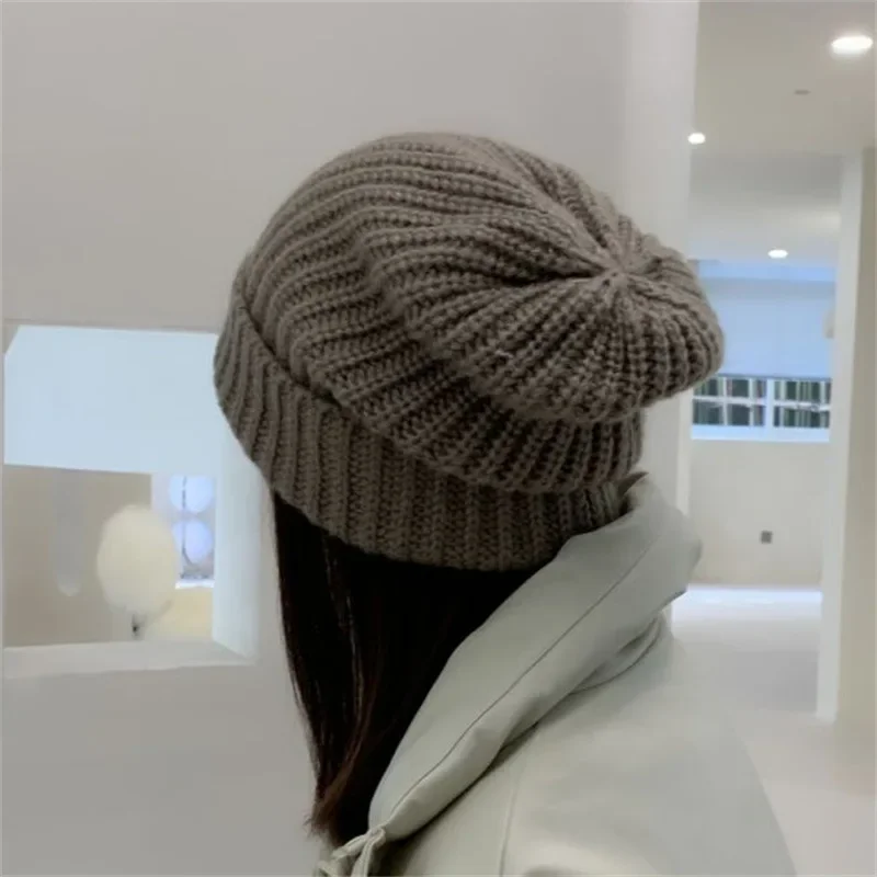 Big Head Circumference Wool Hat Unisex Winter Beanie Skullies Hat Women Knitted Bonnet Beanie Caps Men Warm Knit Pile Cap