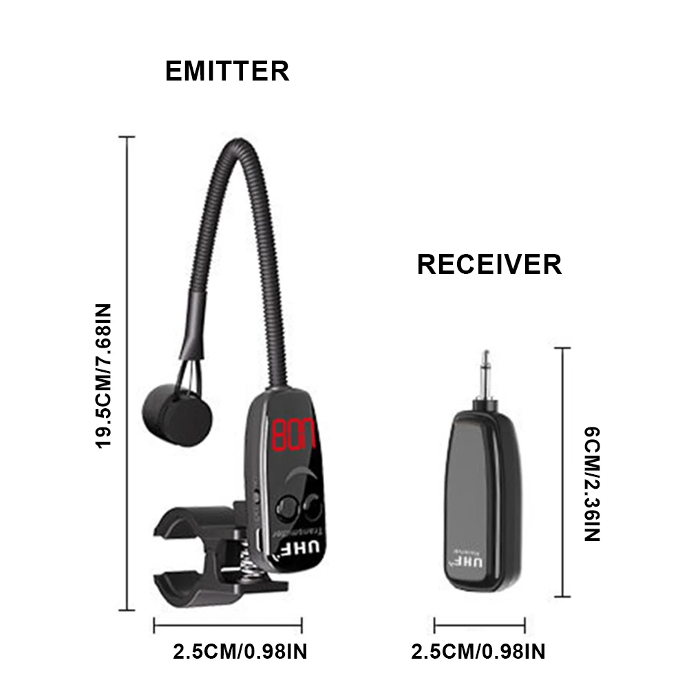 UHF الآلات اللاسلكية ميكروفون استقبال لاسلكي وجهاز إرسال آلة موسيقية ميكروفون لفلوت الكلارينيت