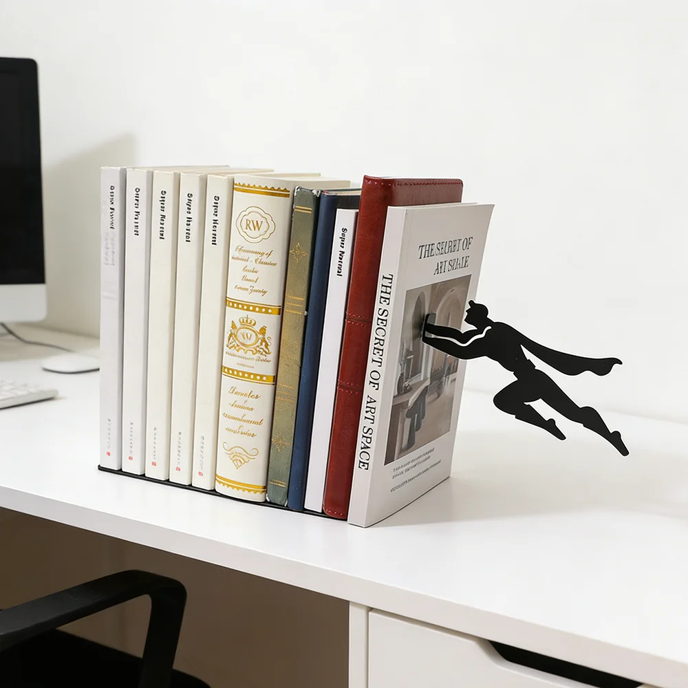 Superhero Bookend,Floating Bookshelf for Kids Wall Decore Funny Bookends Bookshelf for Book Lovers