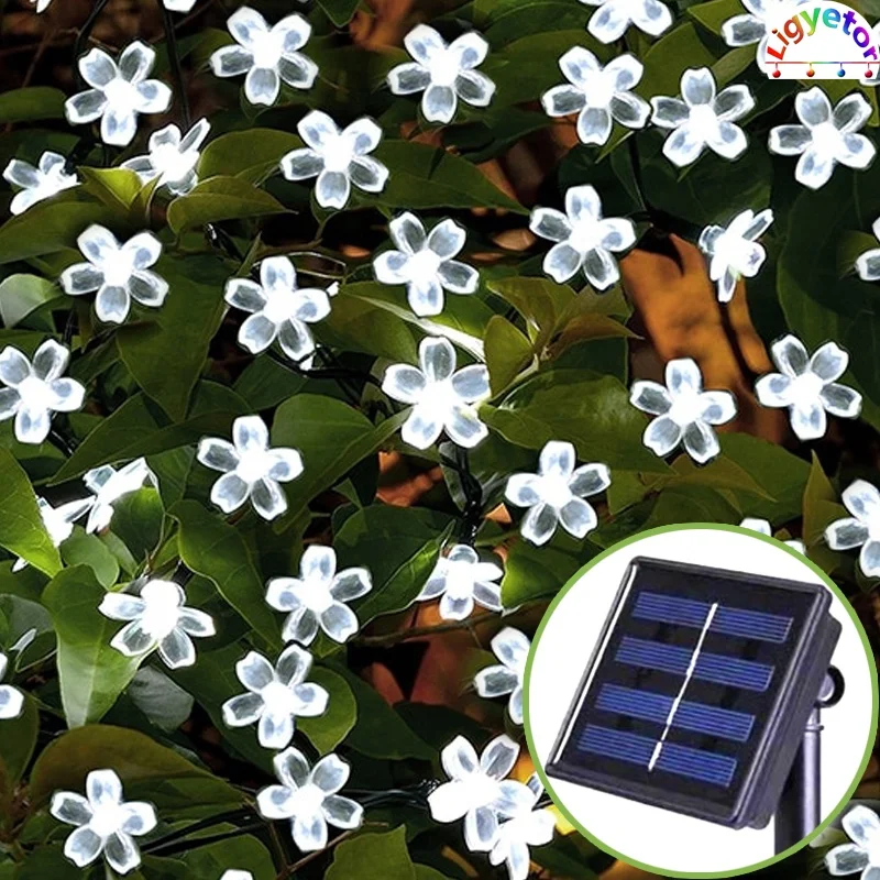 50/20LED Solar Flower String Lights Outdoor Waterproof Cherry Blossom Solar Sakura Lamp for Home Garden Party Birthday Ornament