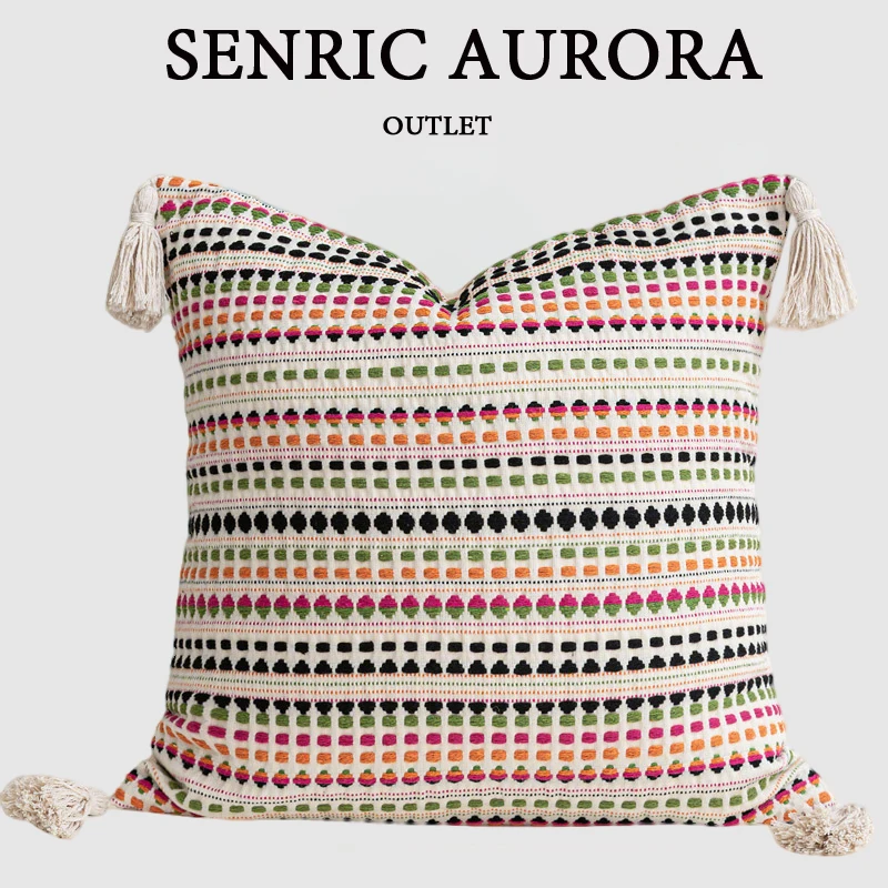 Luxury Cushion Cover 45x45cm Colorful Woven Hanging Ear Pillow Case For Home Hotel Bed Living Room Sofa